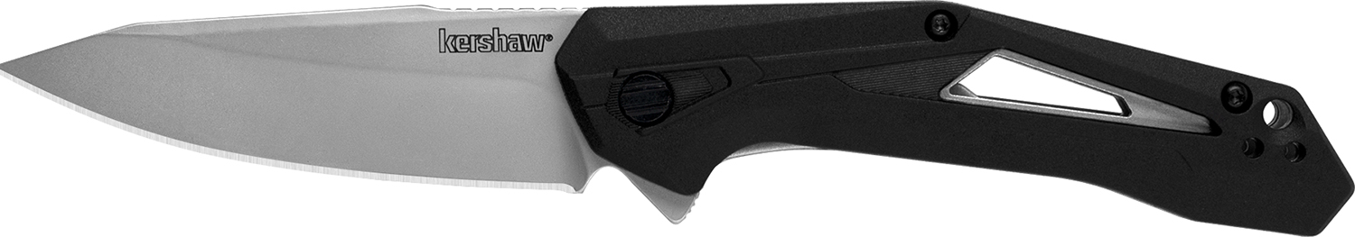 Kershaw 1385 Airlock EDC 3" Folding Drop Point Plain Bead Blasted 5Cr13MoV SS Blade, Black GFN/SS Handle