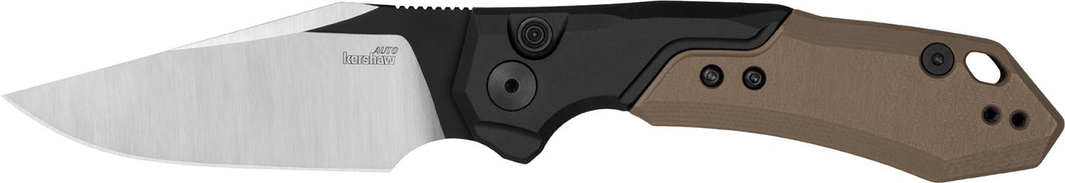 Kershaw 7851 Launch 19 Automatic 3.30" Folding Clip Point Plain Black Satin Cerakote CPM 154 SS Blade, Black Aluminum/Br