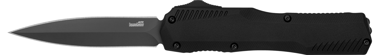 Kershaw 9000De Livewire Automatic 3.45" OTF Spear Point Plain Black PVD CPM MagnaCut Steel Blade, Black Anodized Aluminu