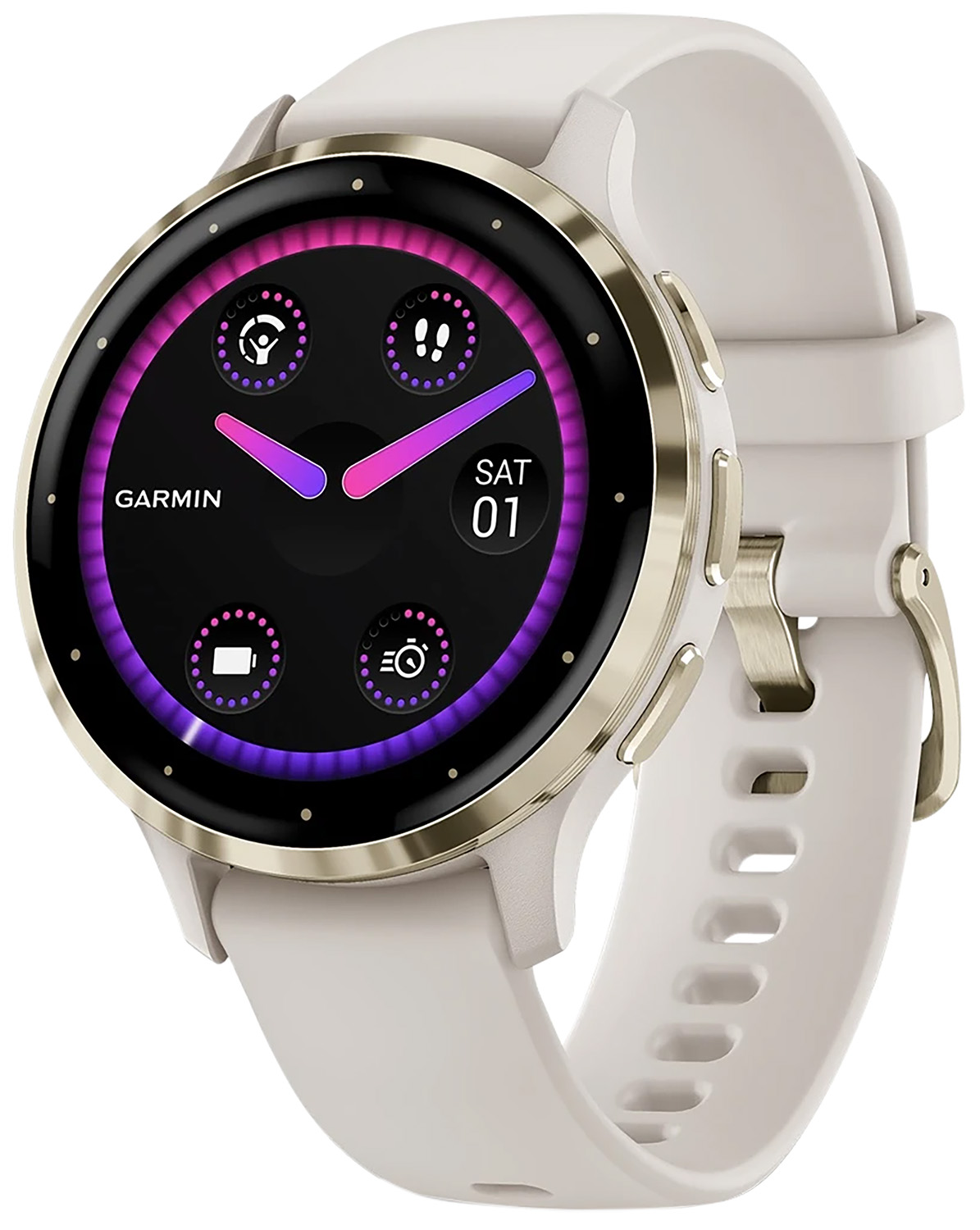 Garmin 010-02785-04 Venu 3S Smartwatch, Ivory/Soft Gold
