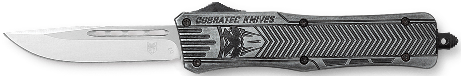 CobraTec Knives MSWCTK1MDNS CTK-1 American Flag Medium 3" OTF Drop Point Plain Stonewashed D2 Steel Blade, 5" Black Alum