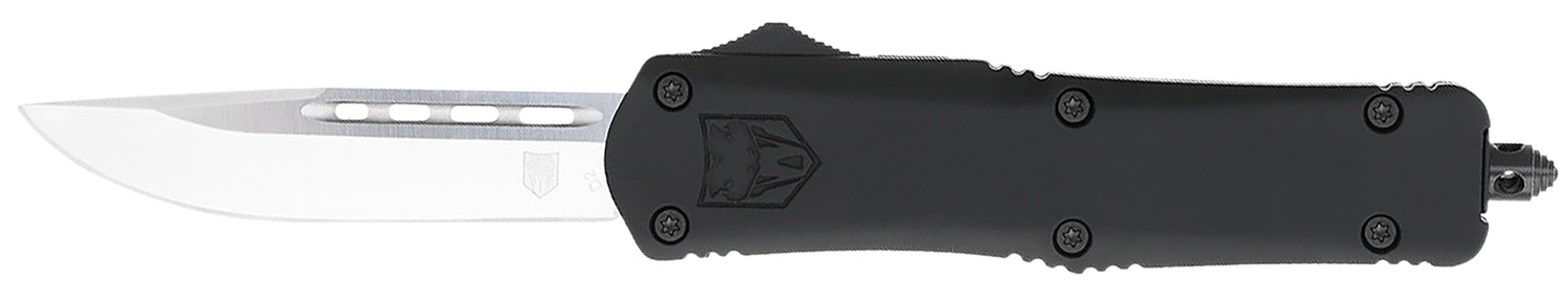 CobraTec Knives MBFS3DNS FS-3 Medium 3" OTF Drop Point Plain D2 Steel Blade, 4.50" Black Aluminum Alloy Handle