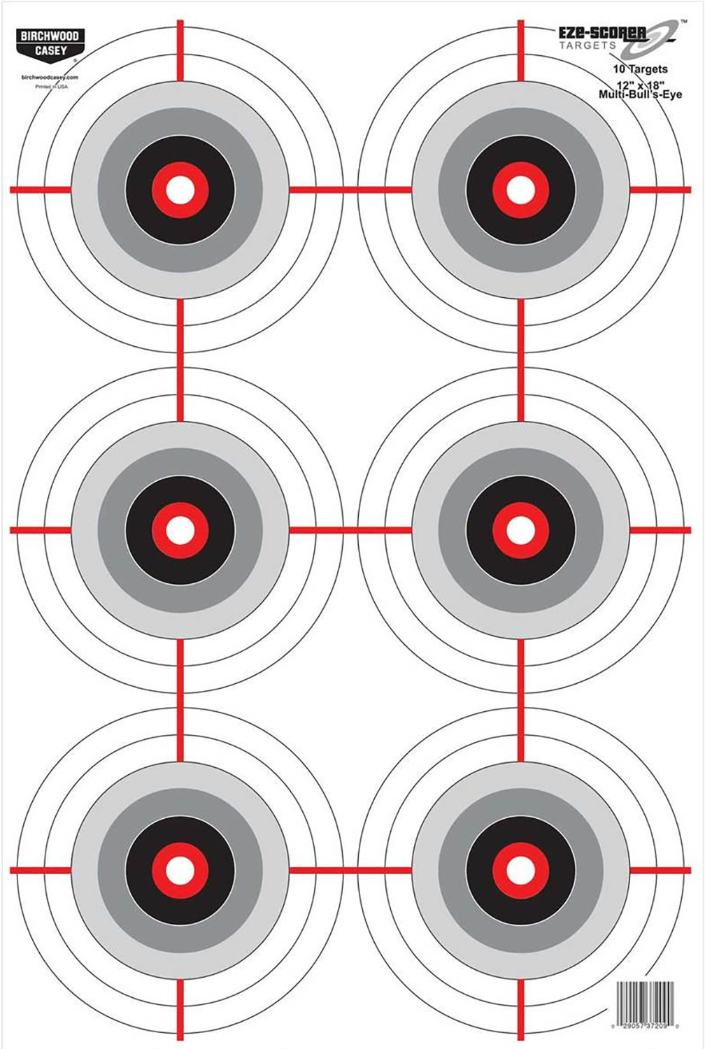 Birchwood Casey Bc-37037 EZE-Scorer Bullseye Hanging Paper 23" X 35" Black/Gray/Red 5 Pack