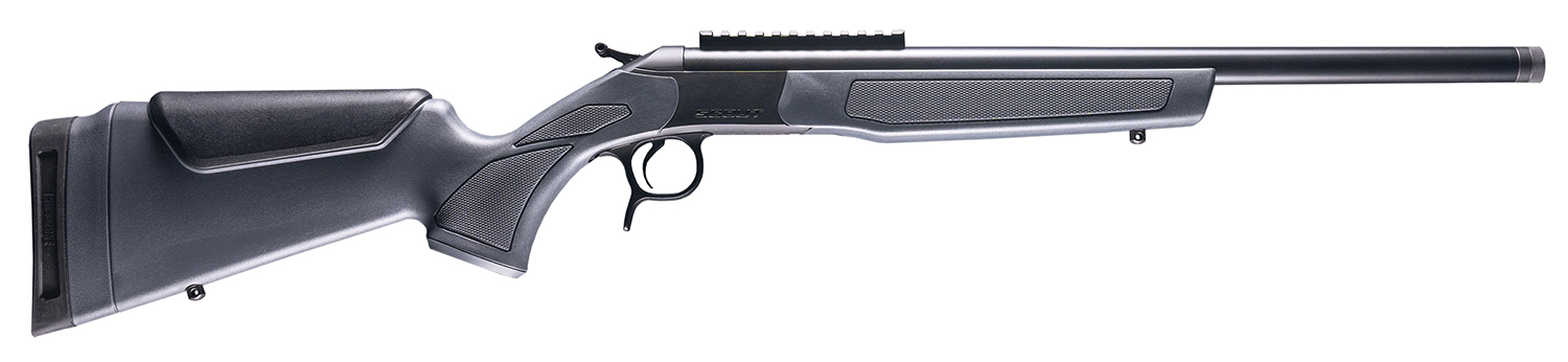 CVA CR4446 Scout  Compact 300 Blackout 1rd 16.50" Blued Threaded Barrel, Blued Picatinny Rail Receiver, Stealth Gray Fixed Synthetic Stock