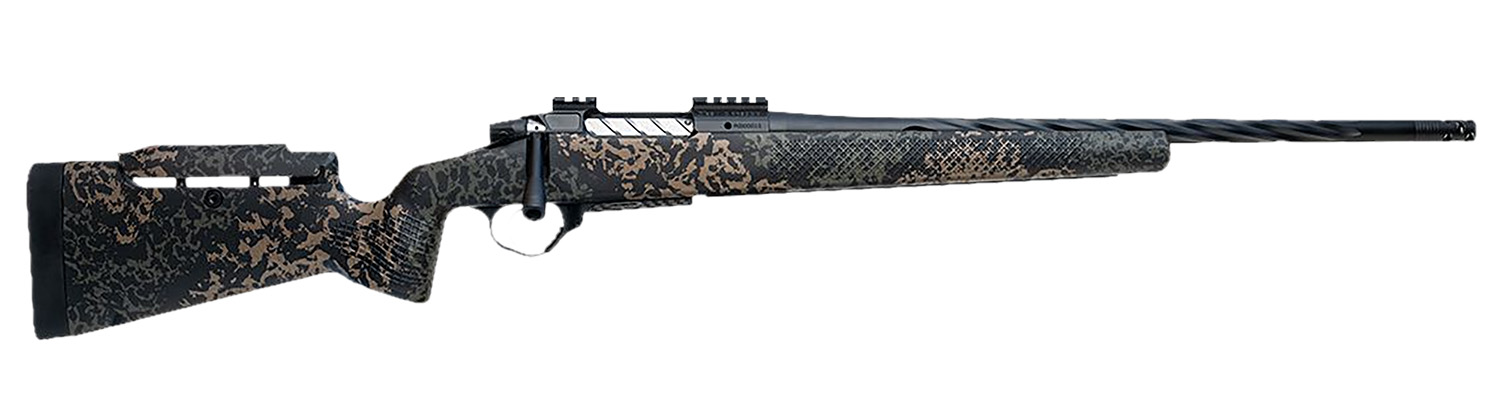 Seekins Precision 0011710455-F Havak PH3 375 H&H 24" Black Fluted Threaded Barrel, Black Picatinny Rail Steel Receiver, Adj Cheek Riser Woodland Shadow Synthetic Stock