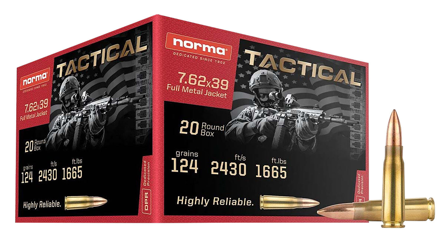 Norma Ammunition 295540020 Range & Training 7.62X39mm 124Gr 20 Per Box/50 Case