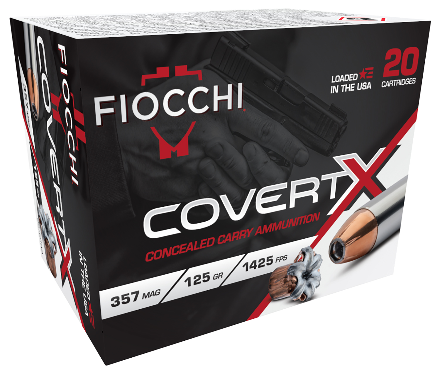 Fiocchi 357CCWA CovertX  357Mag 125gr Jacketed Hollow Point 20 Per Box/10 Case