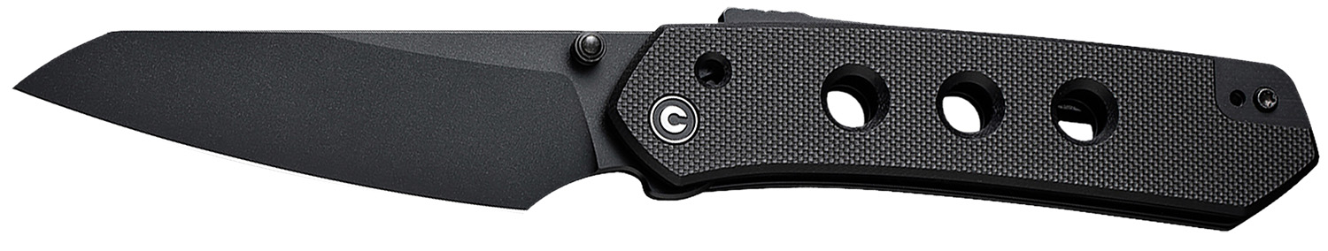 Civivi Knives C22036-1 Vision FG 3.54" Folding Tanto Plain Black Nitro-V Steel Blade, Black Textured G10 Handle