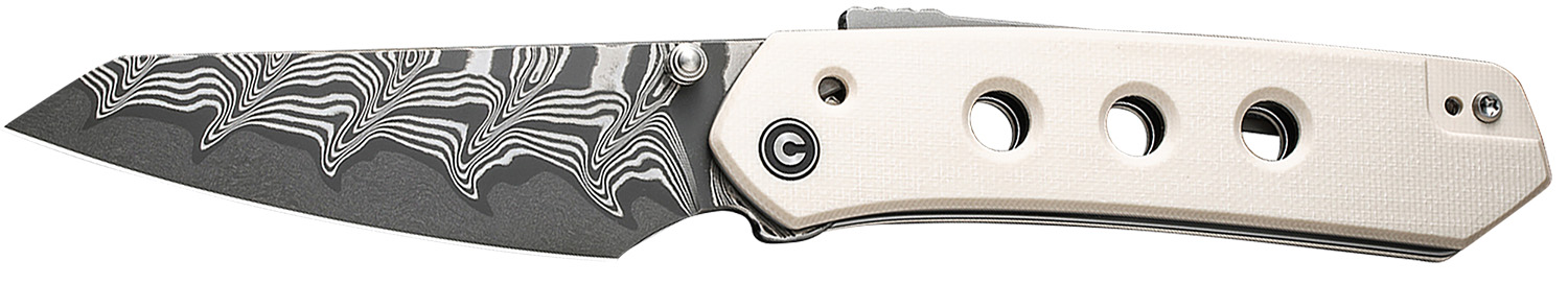 Civivi Knives C22036-DS1 Vision FG 3.54" Folding Reverse Tanto Plain Damascus Blade, Ivory G10 Handle