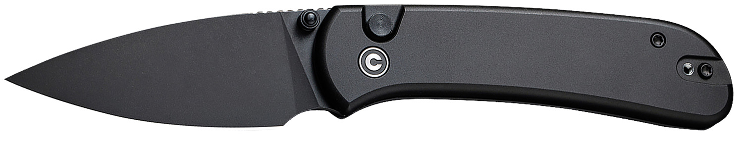 Civivi Knives C22030E-1 Qubit 2.98" Folding Drop Point Plain Black Stonewashed 14C28N Steel Blade, Black Aluminum Handle