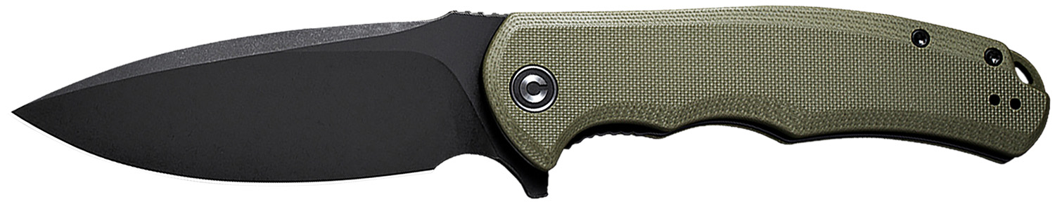 Civivi Knives C803F Praxis 3.75" Folding Plain Black Stonewashed 9Cr18MoV SS Blade, OD Green Textured G10 Handle