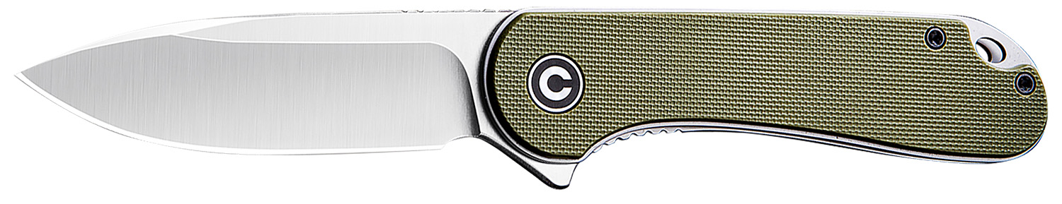 Civivi Knives C907E Elementum 2.96" Folding Plain Satin D2 Steel Blade, 4.03" Green Textured G10 Handle