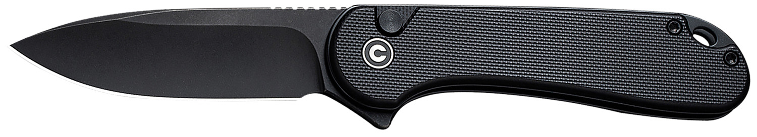 Civivi Knives C18062P-1 Elementum II EDC 2.96" Folding Drop Point Plain Black Stonewashed Nitro-V Steel Blade, Black Tex
