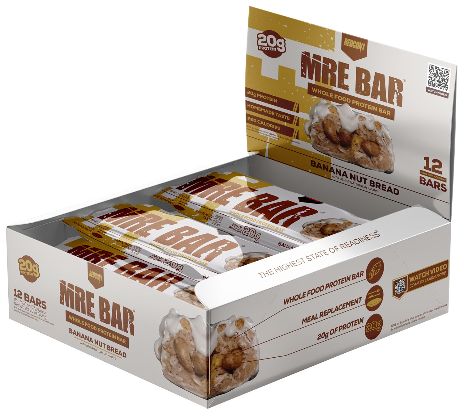 Redcon1 RC1MREBBNB12 MRE Protein Bar Banana Nut Bread 12 Pack