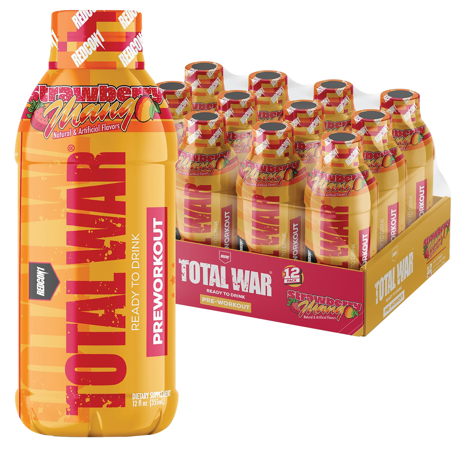 Redcon1 RC1TWRTDSM12 Total War RTD Strawberry Mango 12 Pack 12oz