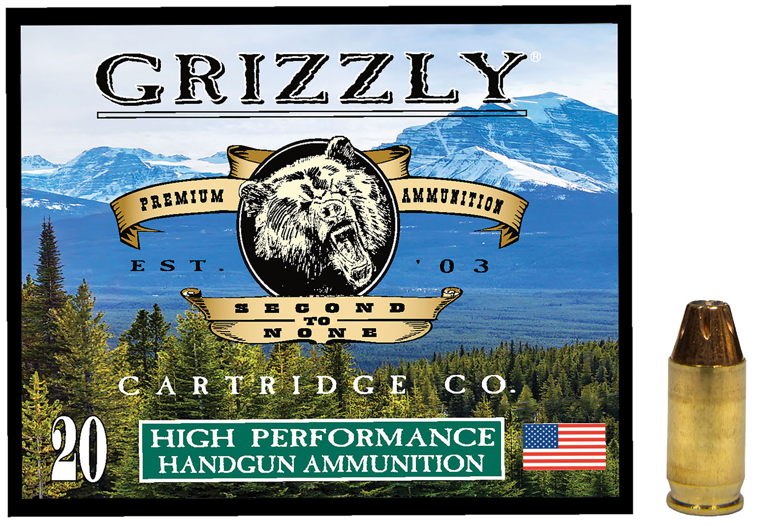 Grizzly GC380A2 380ACP 90gr JHP Ammo, 1100fps, 20/Box