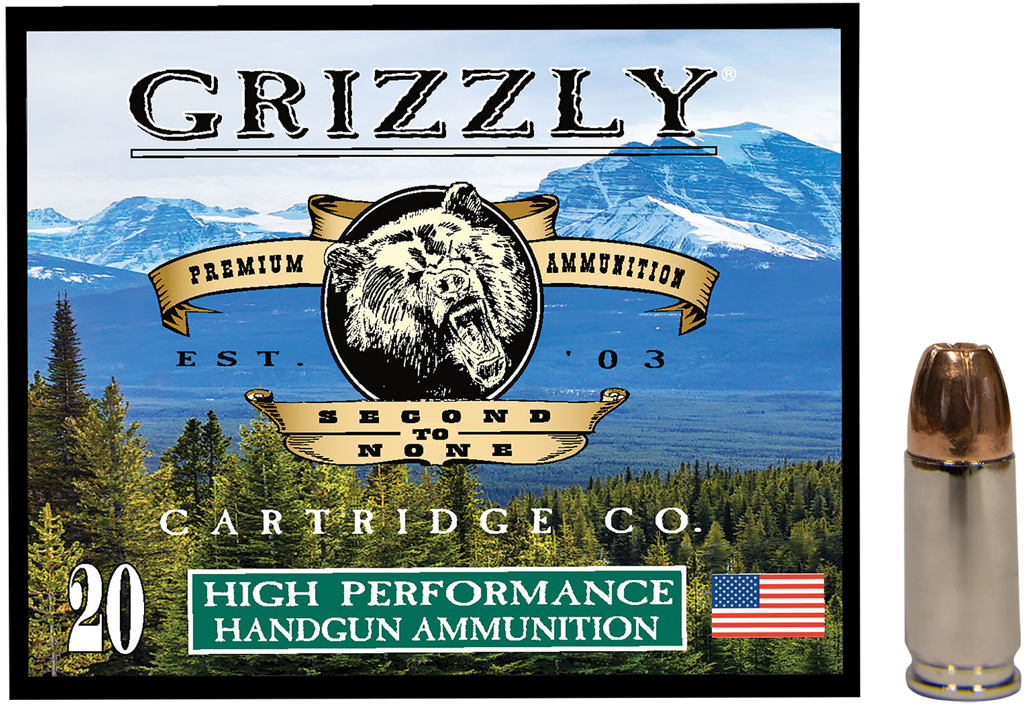 Grizzly Ammo GC9+P+CM9 9mm+P 115gr Jacketed Hollow Point 20 Per Box/10 Case
