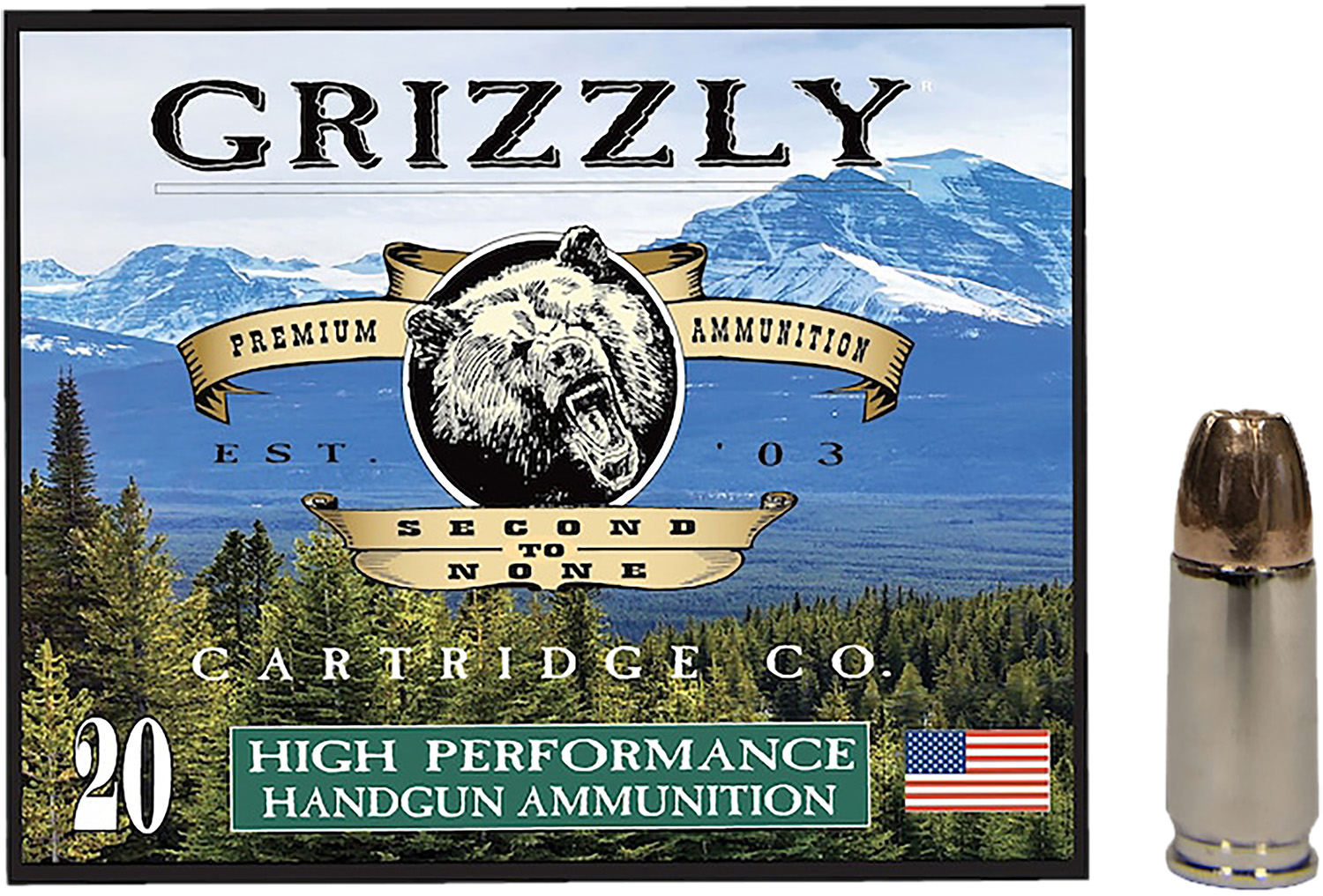 Grizzly GC9+P+CM10 9mm+P 124gr JHP Ammo 20/Box 1275fps 448ft-lbs