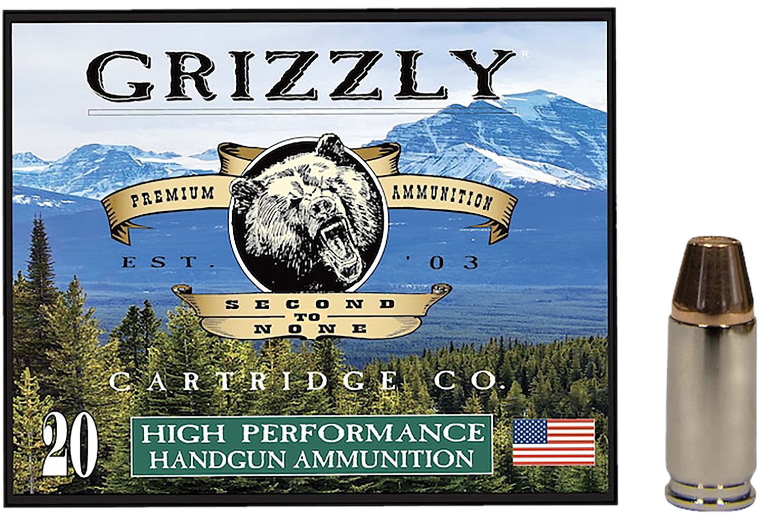 Grizzly Ammo GC9+P+CM7 9mm+P 124gr Full Metal Jacket Flat Point 20 Per...