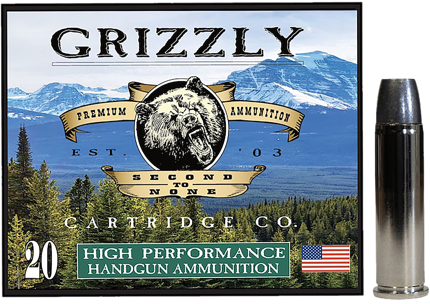 Grizzly GC357M14 357 Mag Ammo 200gr WLNGC 1300fps 20/Box - GRIZZLY - WIDE LONG NOSE GAS CHECK
