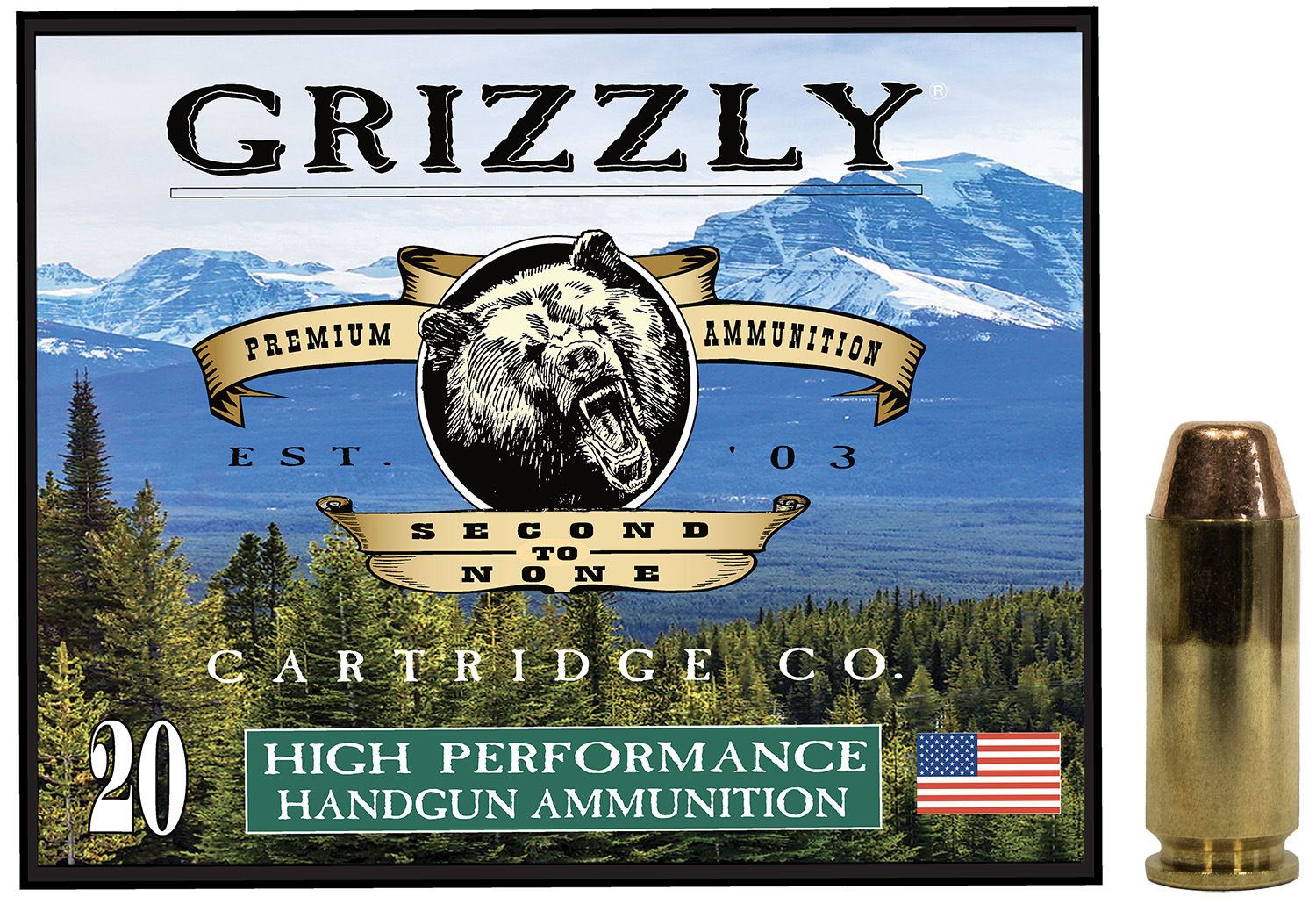 Grizzly Ammo GC10CM2 10mmAuto 200gr Full Metal Jacket Flat Point 20 Per...