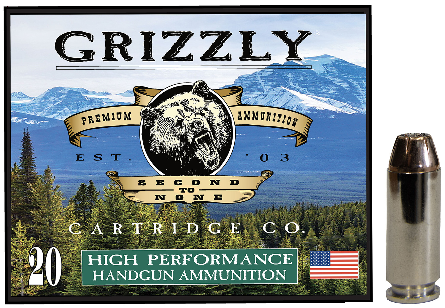 Grizzly Ammo GC10M4 10mmAuto 180gr Jacketed Hollow Point 20 Per Box-10...
