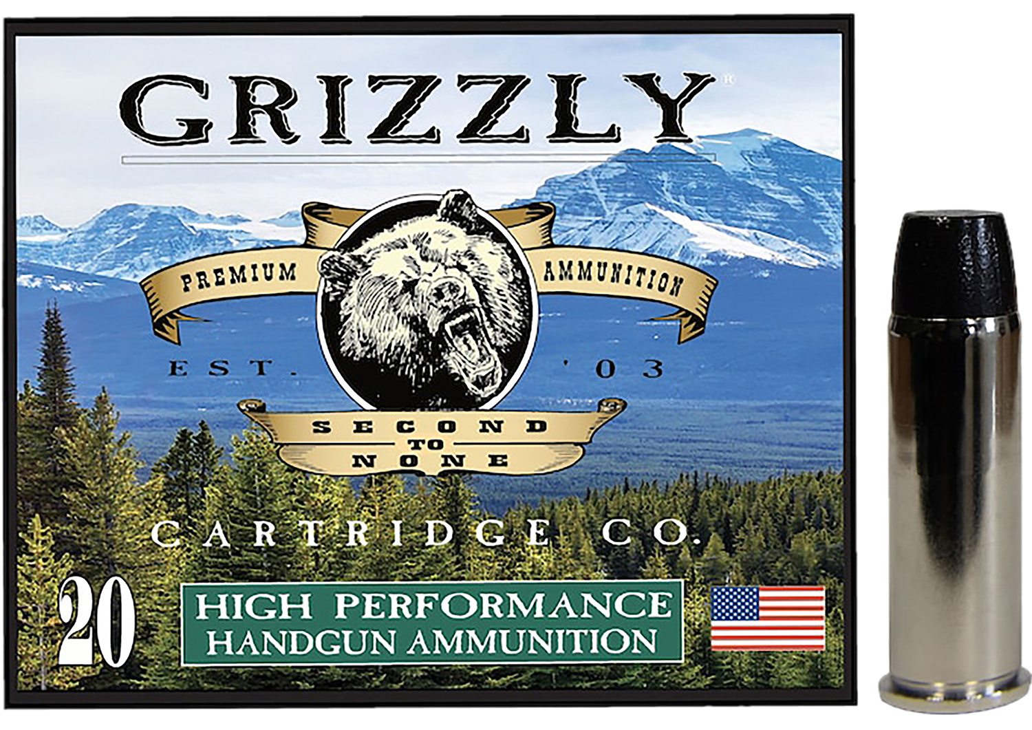 Grizzly Ammo GC44M9 44Mag 260gr Wide Flat Nose Gas Check 20 Per Box-10...