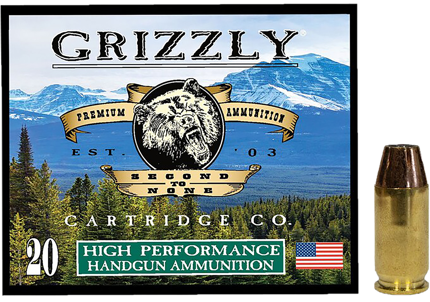 Grizzly GC45A2 45ACP 230gr JHP Ammo, 20/Box, 1000fps, 511ft-lbs