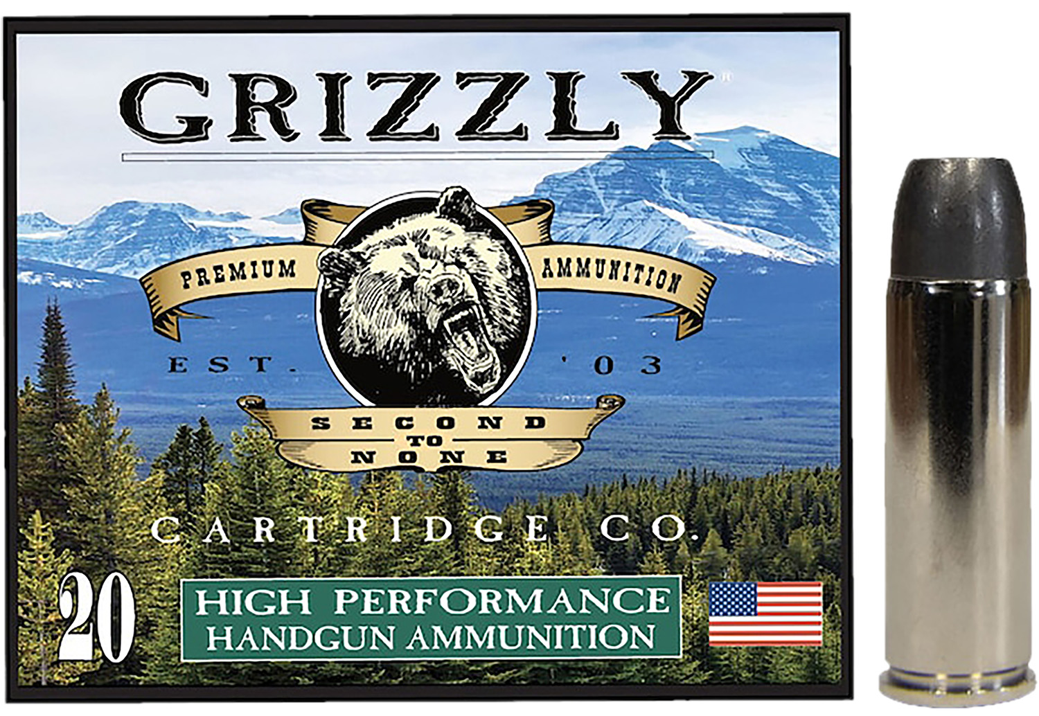 Grizzly Ammo GC45C+P14 45Colt+P 335gr Wide Long Nose Gas Check 20 Per...