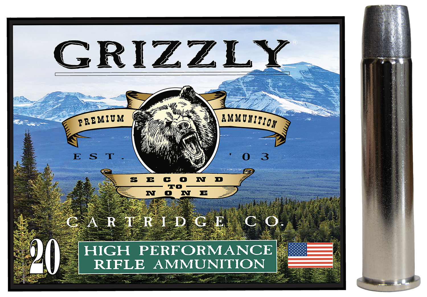 Grizzly Ammo GC45-70+P4 45-70Gov+P 405gr Bonded Flat Point 20 Per Box-...