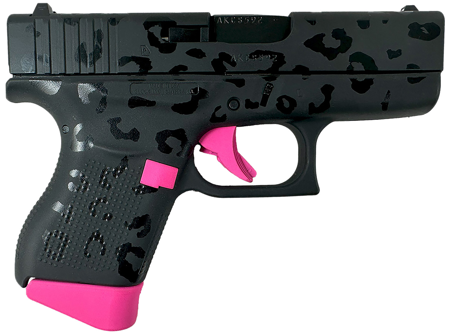 Glock UI4350204NBC G43 9mm 3.41" 6+1 Black Leopard/Hot Pink Controls