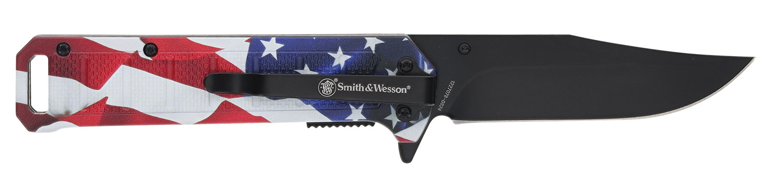 Smith & Wesson Americas Heroes Folder Pocket Knife Combo 3-1/2 Clip Point Blade with Bullet Knife