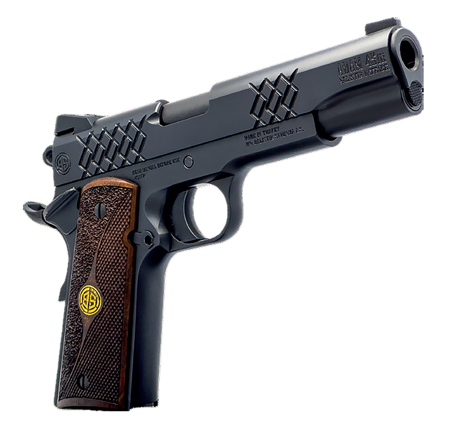 Dickinson DKSN45BM 1911 45 ACP 8+1 5" Matte Black Wood Grips