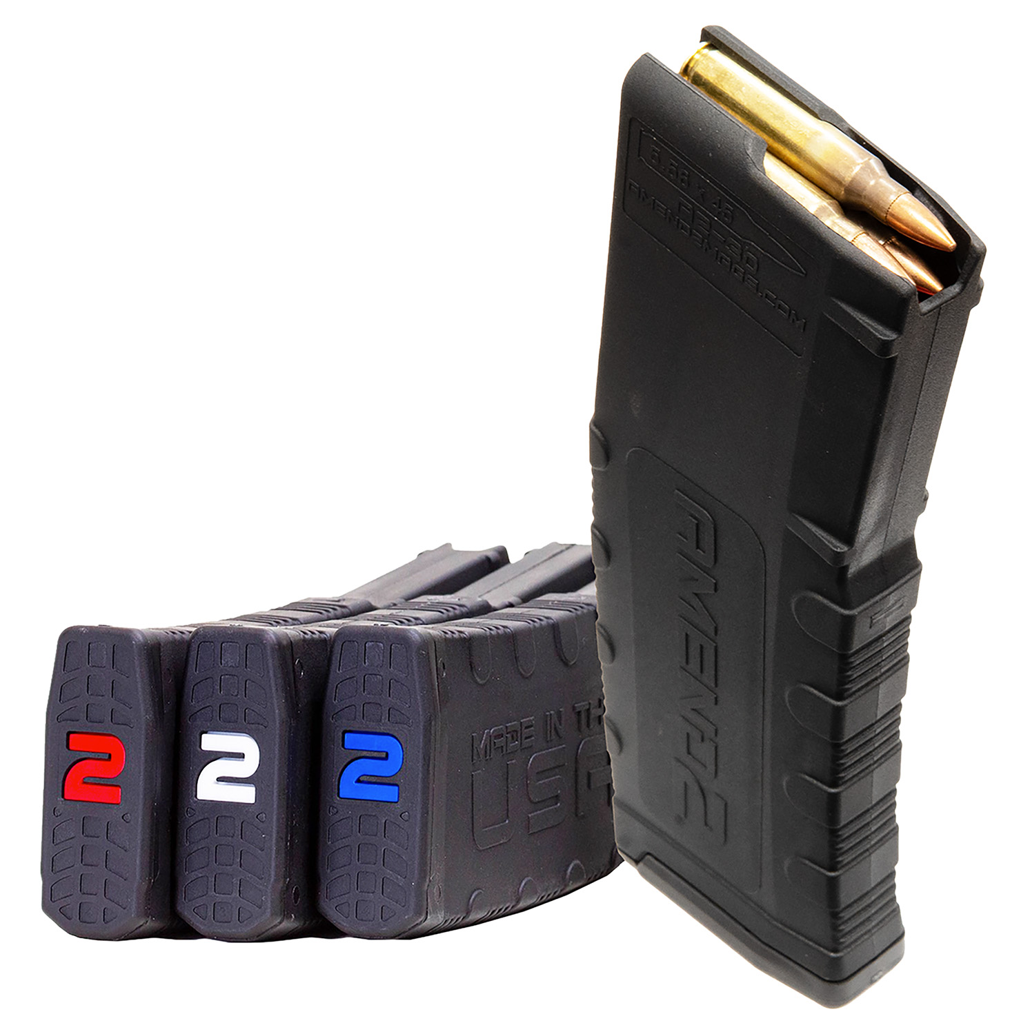 Amend2 3Pack556Black30 Mod-2 30+1 5.56 Nato Fits AR-15 Red/White/Blue Polymer