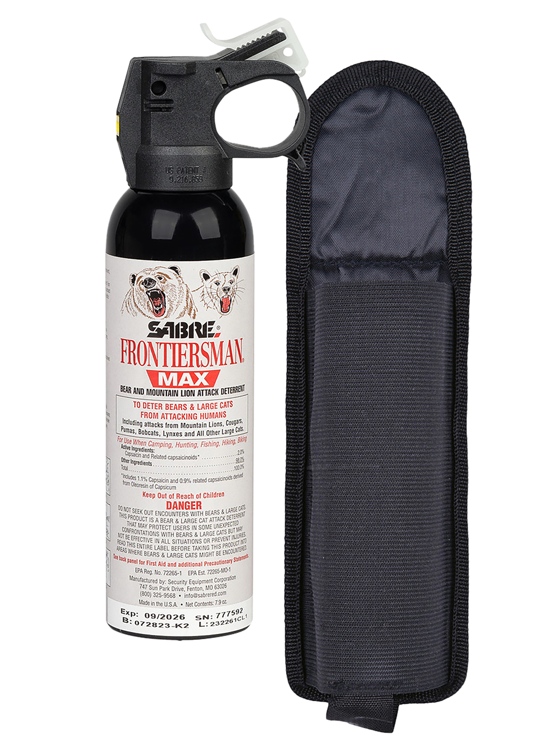 Sabre Frontiersman Capsaicinoids 40ft 7.90 oz Canister Includes Holster