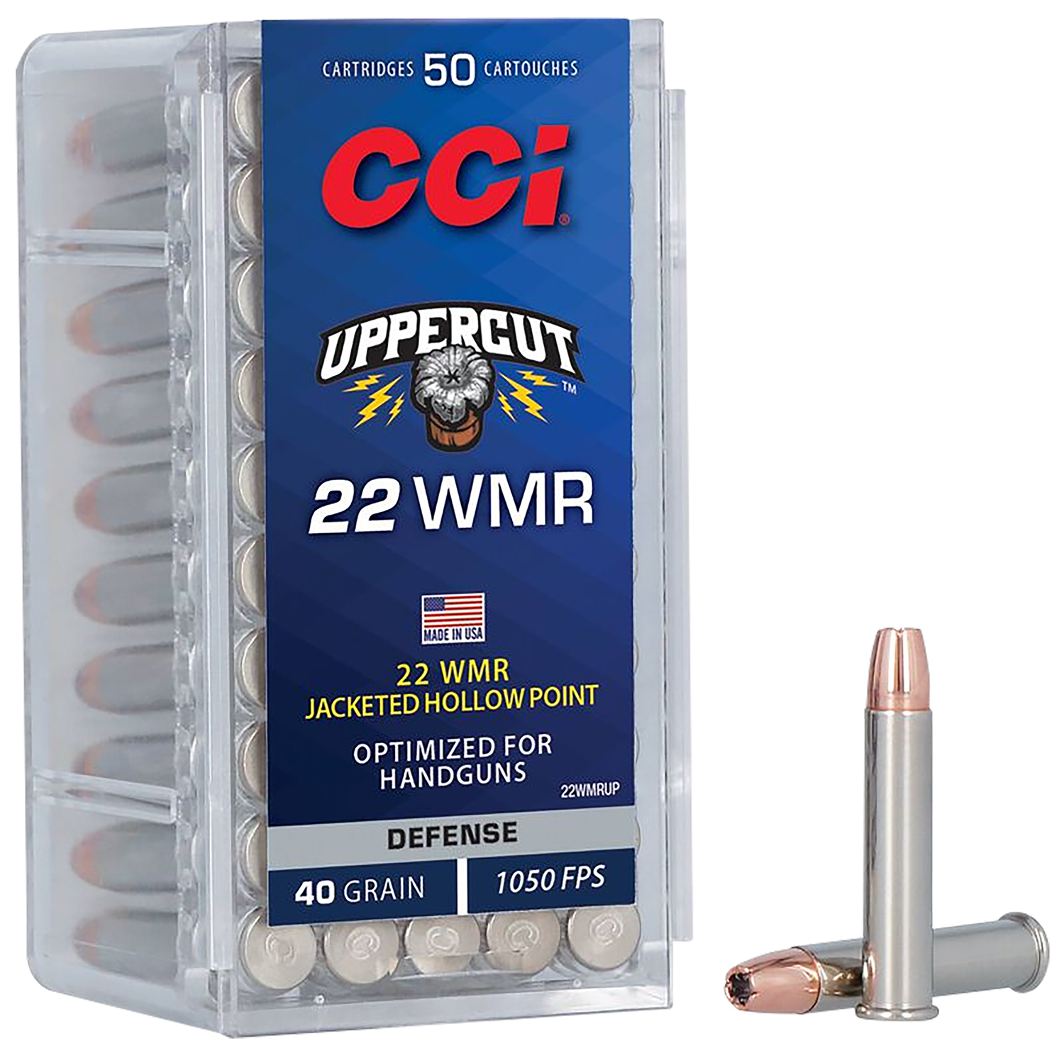 CCI 22WMRUP Uppercut 22WMR 40gr Jacketed Hollow Point 50 Per Box/40 Case