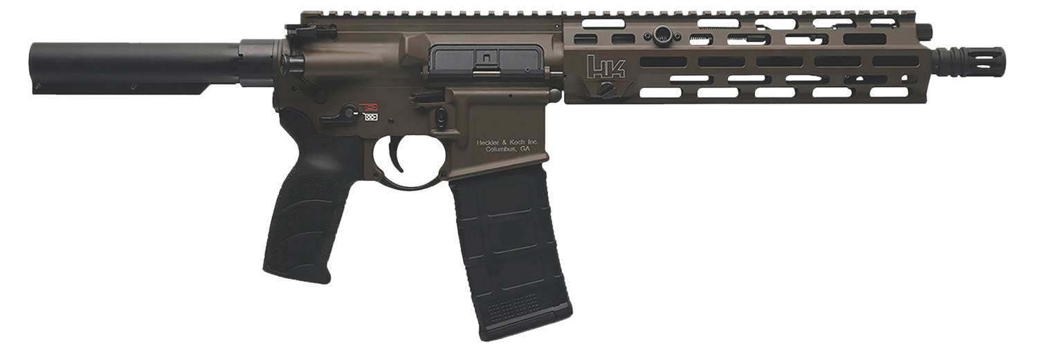 HK 81001202 MR556 A4 5.56x45mm 10+1 11" Black Threaded Barrel, M-LOK Handguard, Patriot Brown Picatinny Rail Receiver, Black Synthetic 6 Position Stock, Black Polymer Grip, Ambidextrous