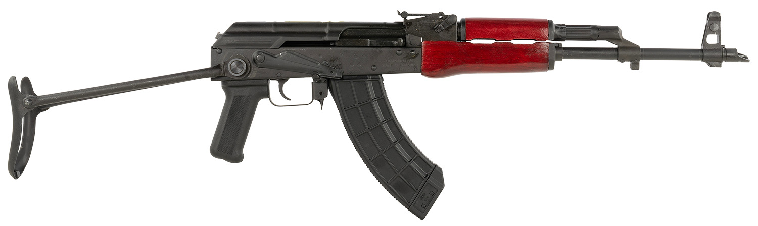 Century Arms RI3321RN WASR-10 7.62x39mm 30+1 16.25" Black Romanian AK Barrel, Black Underfolding Stock, Red AKM Pattern Furniture