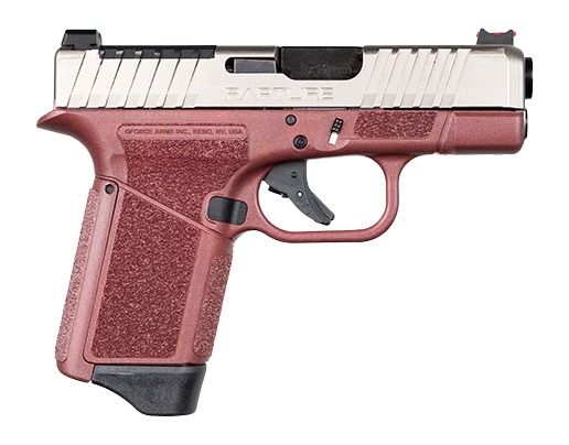 Gforce Arms GF932512CN Rapture  Sub-Compact Frame 9mm Luger 12+1 3.25 Black Steel Barrel, Nickel Optic Cut/Serrated Steel Slide, Red Cerakote Polymer Frame