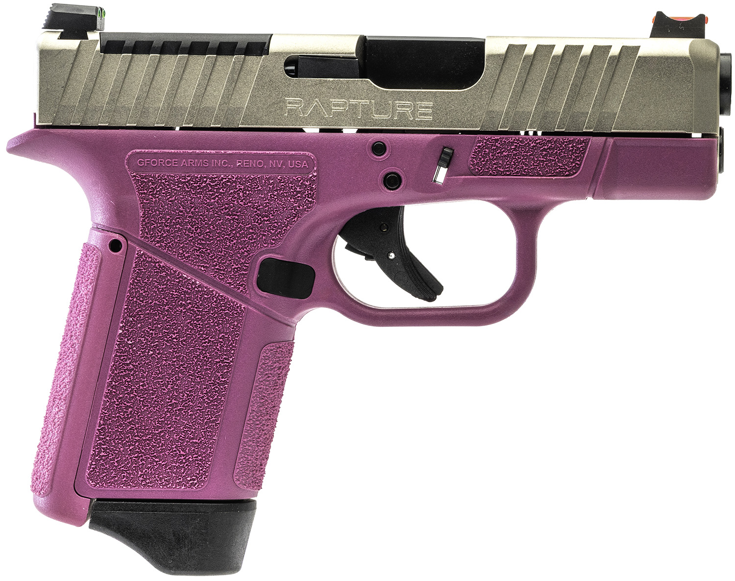 Gforce Arms GF932512PIN Rapture  Sub-Compact Frame 9mm Luger 12+1 3.25 Black Steel Barrel, Nickel Optic Cut/Serrated Steel Slide, Pink Cerakote Polymer Frame
