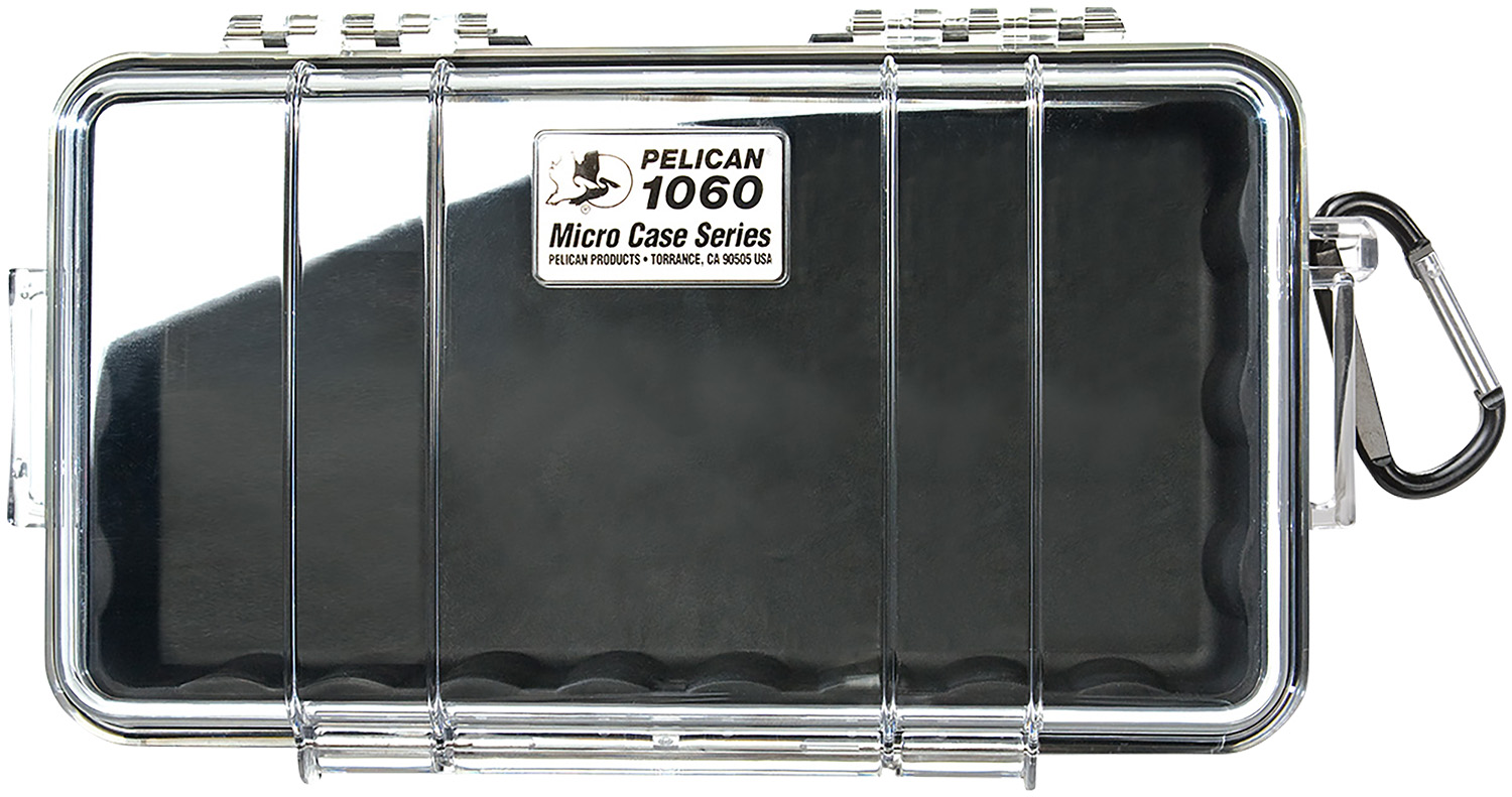 Pelican 1060-025-100 Micro Case Black/Clear Hard 9" x 5.56" x 2.62"