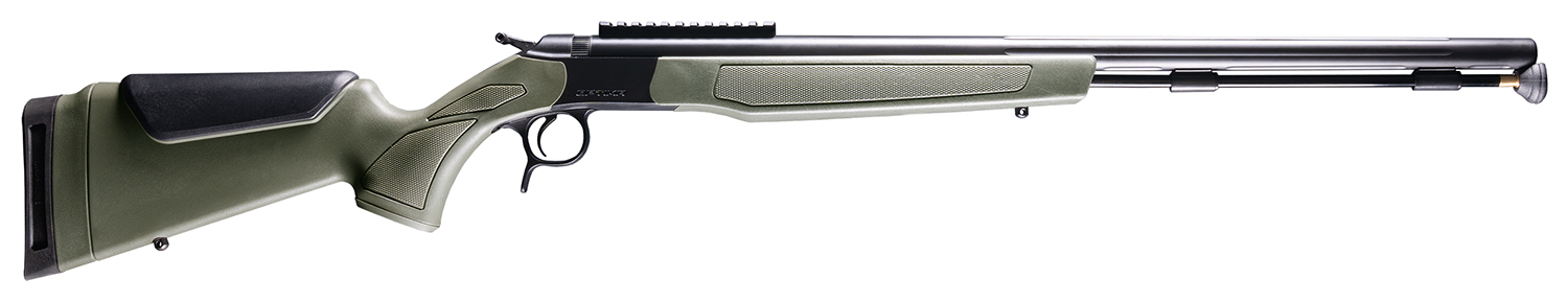 CVA PR2048NM Optima  50 Cal 26" Black Nitride Fluted Barrel, 0 MOA Picatinny Rail, Black Steel Receiver, Fixed OD Green Synthetic Stock
