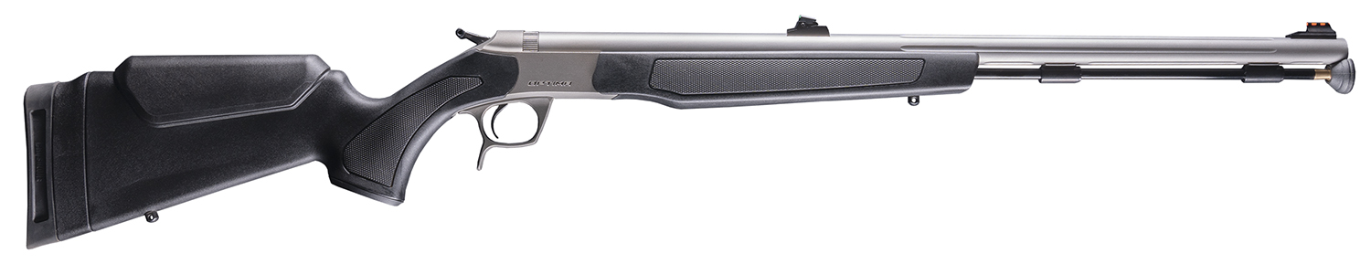 CVA PR2050S Optima  50 Cal 26 Stainless Fluted Barrel, Drilled & Tapped Stainless Steel Receiver, Fixed Black Synthetic Stock, Fiber Optic Sights