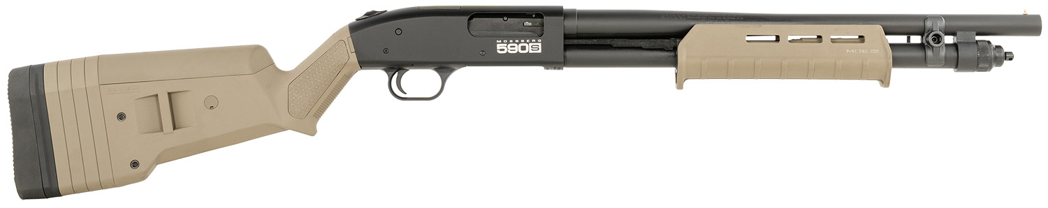 Mossberg 51608 590S  Compact 12 Gauge Pump 3" 9+1 18.50" Drilled & Tapped Receiver  Synthetic Stock - Mossberg - 12 GAUGE