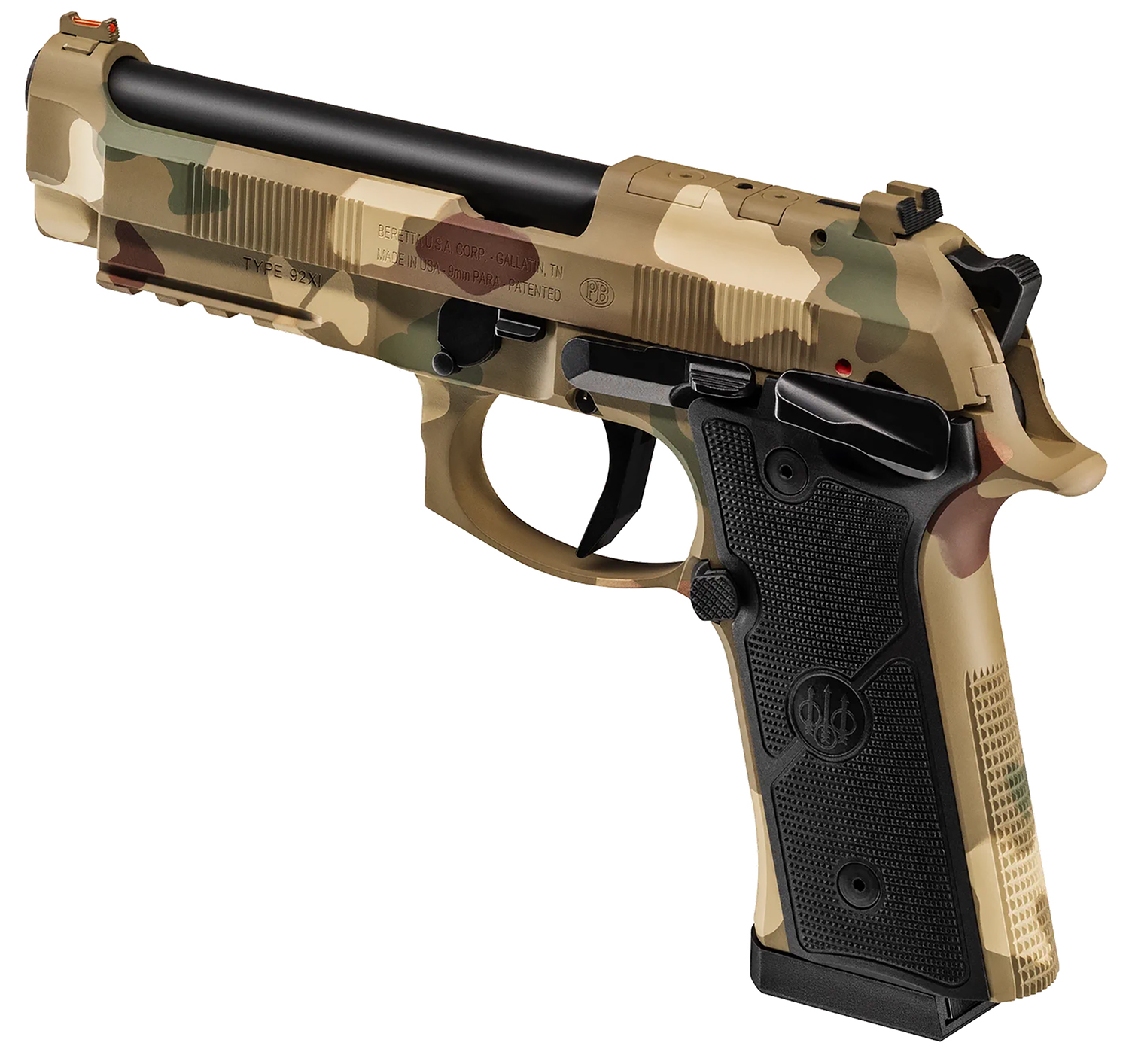 Beretta 92XI SAO 9mm Frog Skin Camo – Remarkable Optics-Ready 4.7" SAO Pistol 5 Beretta 92XI Frog Skin camo left side