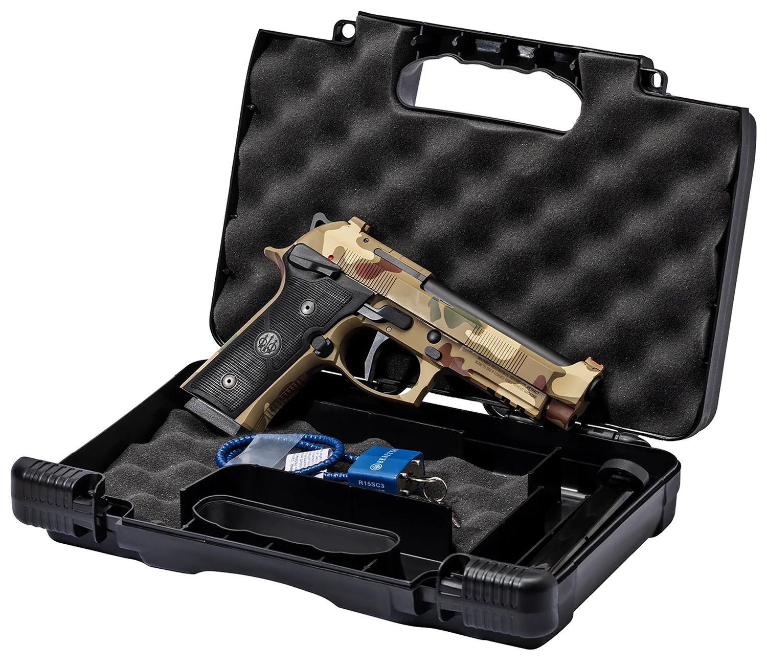 Beretta 92XI SAO 9mm Frog Skin Camo – Remarkable Optics-Ready 4.7" SAO Pistol 6 Beretta 92XI optics-ready angled view