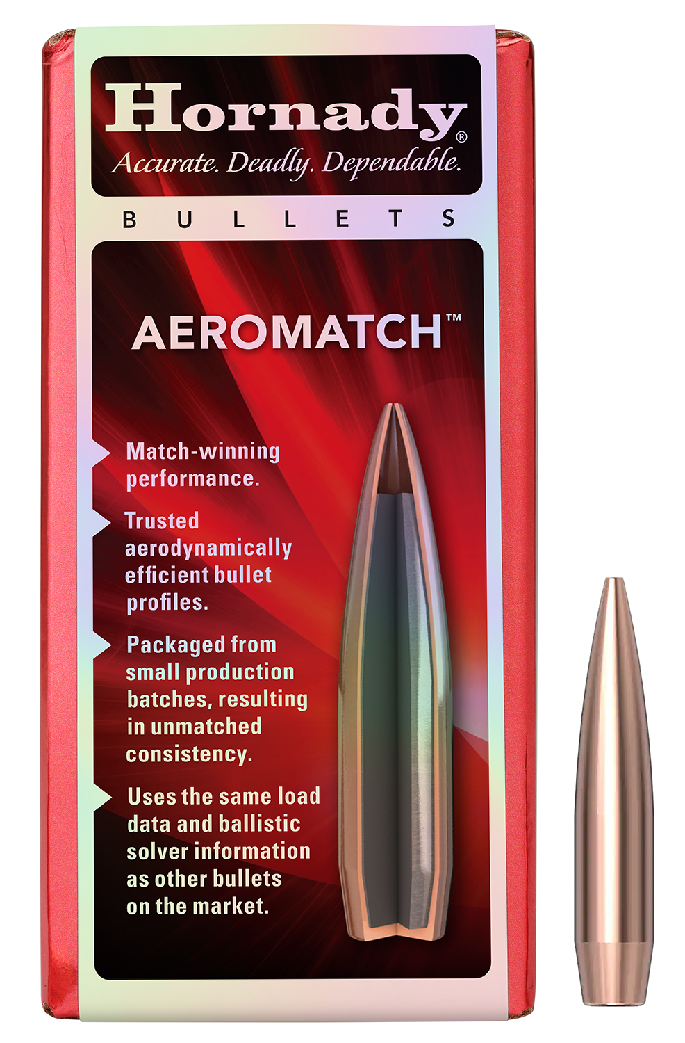 Hornady AEROMATCH, .243 Diameter, 6MM, 105 Grain, AEROMATCH Hollow Point Boat Tail, 100 Count 24573
