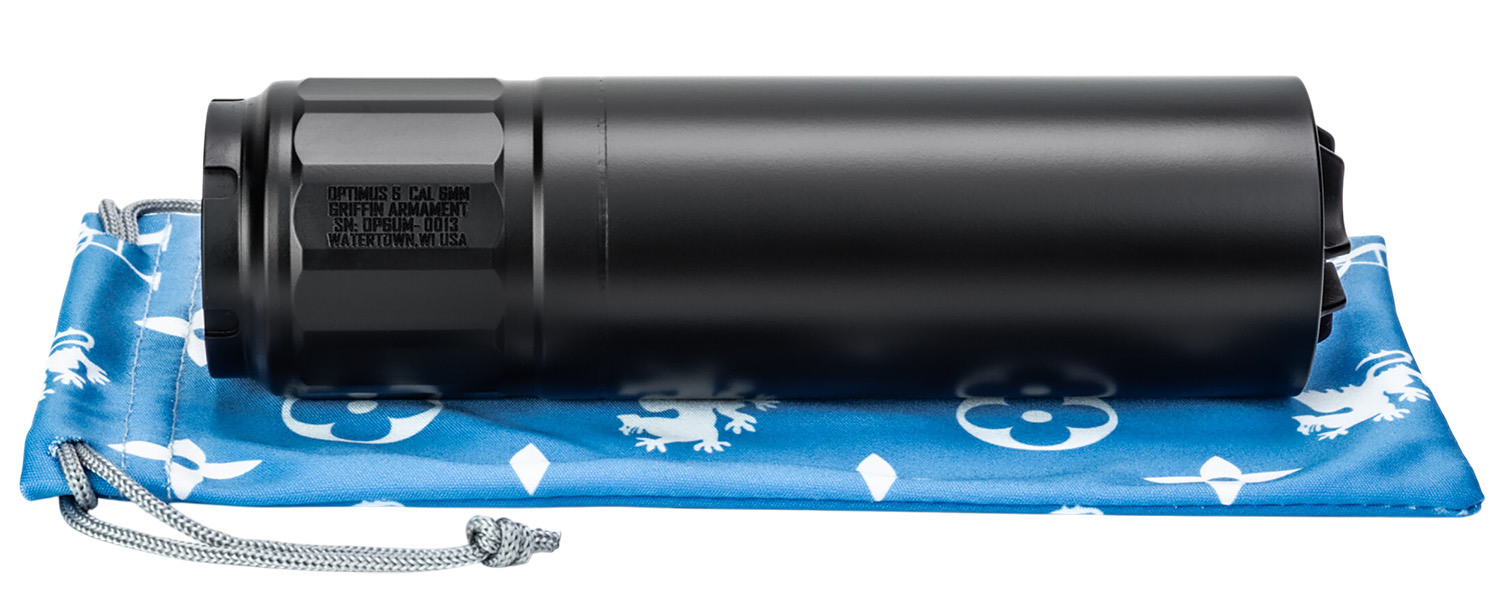 Griffin Armament Optimus 6, Suppressor, 6.68 Long, 6MM, 17-4 Stainless Steel Construction, Utility Mount (HUB Compatible), Cerakote Finish, Black, Does Not Come with Muzzle Device or HUB Insert GAOP6UM-W