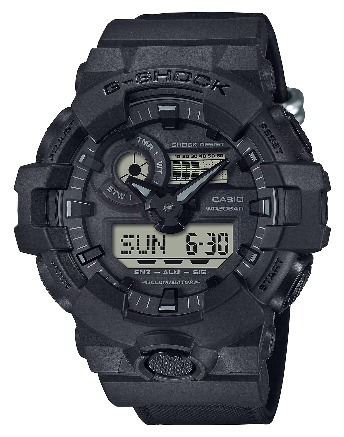 GSHOCK GA700BCE1ACR ANALOG DIGITAL/NYLON ST BLK