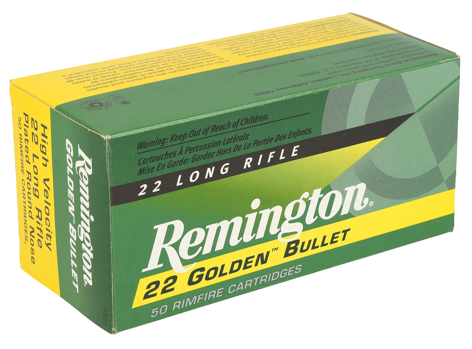 Remington Golden Bullet R21006: High-Velocity 22 LR, 40 Grain, Plated Lead Round Nose, Brass Cased, 50 Rounds Rimfire Ammo
